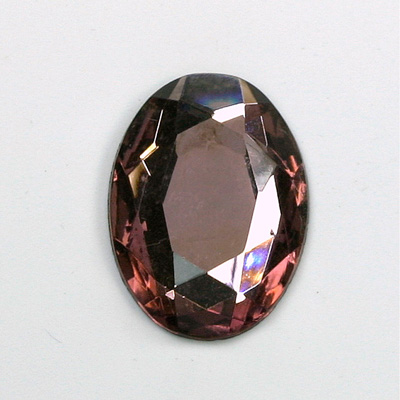 Glass Flat Back Rose Cut Faceted Foiled Stone - Oval 25x18MM LT AMETHYST