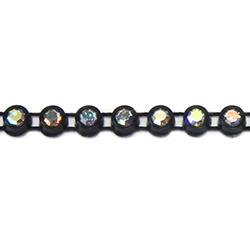 Plastic Rhinestone Banding 1 Row PP21 (SS10) CRYSTAL AB-BLACK