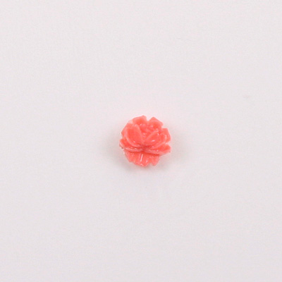 Plastic Carved No-Hole Flower - Rosebud 06.5MM CORAL