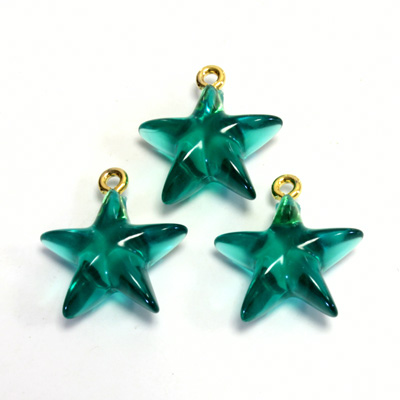 Plastic Pendant - Star with Brass Loop 15MM EMERALD