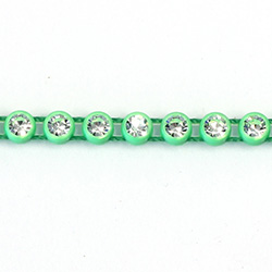 Plastic Rhinestone Banding 1 Row PP26 (SS13) CRYSTAL-ACID GREEN
