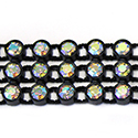 Plastic Rhinestone Banding Stretch 3 Row PP26 (SS13) CRYSTAL AB-BLACK