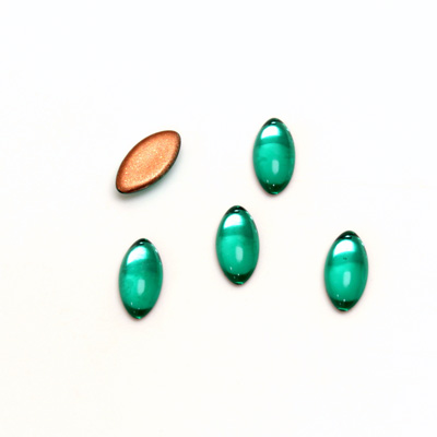 Glass Medium Dome Foiled Cabochon - Navette 10x5MM EMERALD