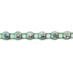 Plastic Rhinestone Banding 1 Row SS19 CRYSTAL AB-GREEN