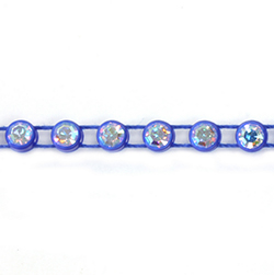 Plastic Rhinestone Banding 1 Row SS19 CRYSTAL AB-ROYAL BLUE
