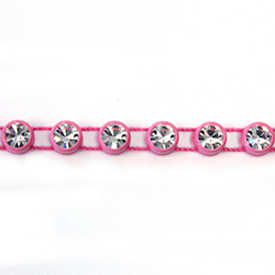 Plastic Rhinestone Banding 1 Row SS19 CRYSTAL-DARK PINK