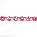 Plastic Rhinestone Banding 1 Row SS19 CRYSTAL-DARK PINK