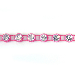 Plastic Rhinestone Banding 1 Row SS19 CRYSTAL-FLOURESCENT PINK