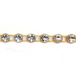 Plastic Rhinestone Banding 1 Row SS19 CRYSTAL-GOLD