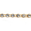 Plastic Rhinestone Banding 1 Row SS19 CRYSTAL-GOLD