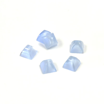 Glass High Dome Lampwork Cabochon - Square 04x4MM LIGHT BLUE MOONSTONE (00377)