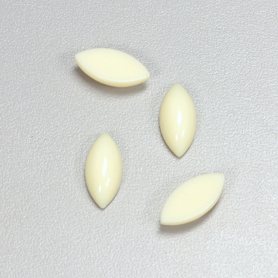 Plastic Flat Back Opaque Cabochon - Navette 15x7MM IVORY