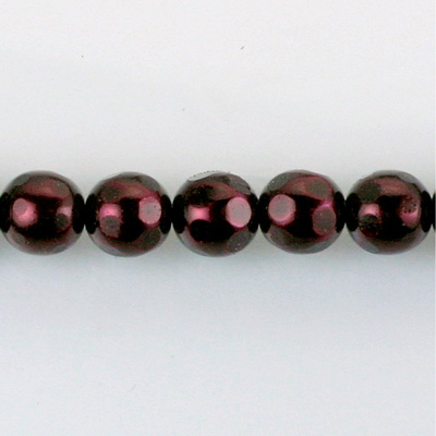 Czech Glass Pearl Bead - Round Faceted Golf 8MM GARNET 70499