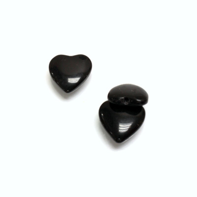 Gemstone 1-Hole Heart 10MM BLACK ONYX