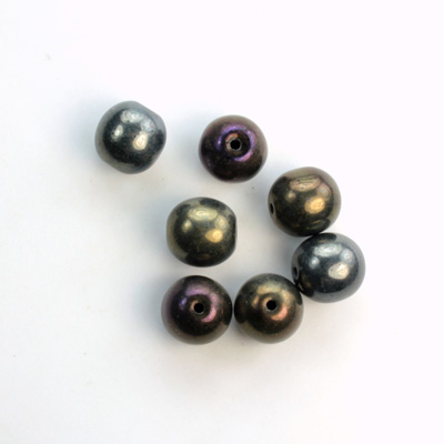 Czech Pressed Glass Bead - Smooth Round 08MM IRIS BROWN