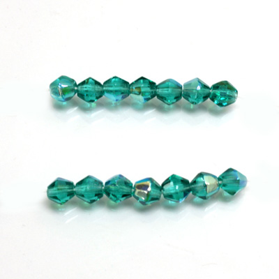 Czech Glass Fire Polished Bead - Bicone 04MM EMERALD AB