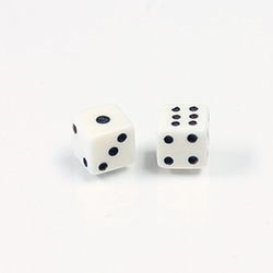 Plastic Dice 6x6MM Black on White