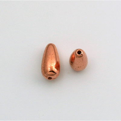 Metalized Plastic Smooth Bead - Pear 12x6MM COPPER