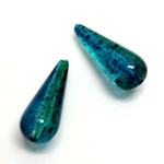 Plastic Bead - Two Tone Speckle Color Smooth Pear 29x12MM BLUE GREEN
