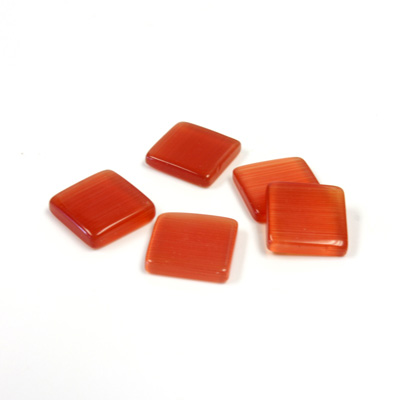 Fiber-Optic Flat Back Buff Top Straight Side Stone - Square 10x10MM CAT'S EYE COPPER