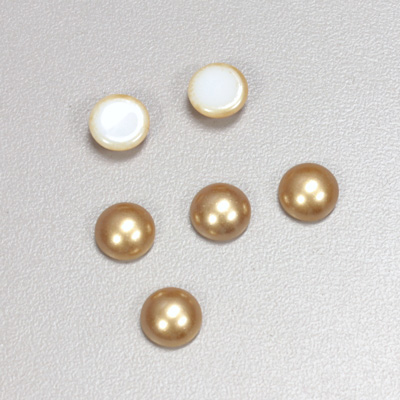 Glass Medium Dome Cabochon Pearl Spray Finish - Round 08MM GOLD