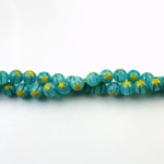 Glass Millefiori Bead - Round 04MM AQUA YELLOW (12)