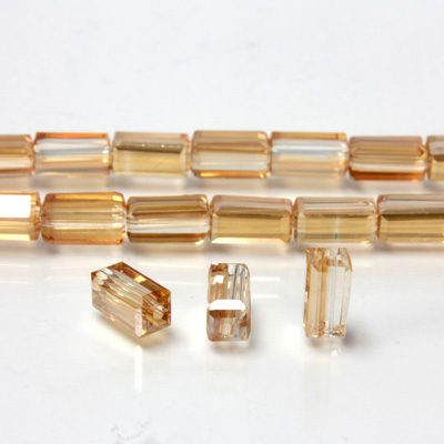 Chinese Cut Crystal Bead - Rectangle 08x4x4MM AMBER LUMI COAT