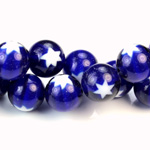 Glass Millefiori Bead - Round 12MM BLUE WHITE (07)