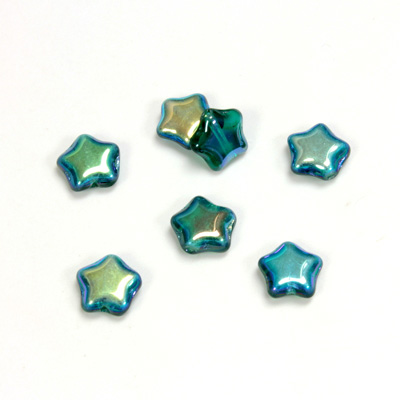 Czech Pressed Glass Bead - Star 08MM EMERALD AB