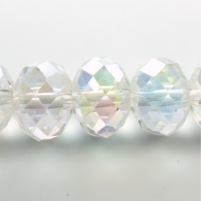 Chinese Cut Crystal Bead - Rondelle 10x14MM CRYSTAL AB