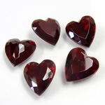 Glass Point Back Tin Table Cut (TTC) Unfoiled - Heart Shape 18x16MM GARNET