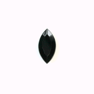 Glass Point Back Tin Table Cut (TTC) Stone - Navette 15x7MM JET