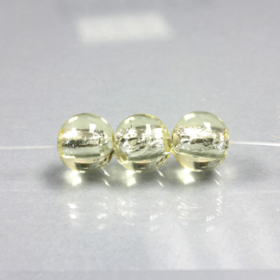 Czech Glass Lampwork Bead - Smooth Round 10MM JONQUIL SILVER LINED