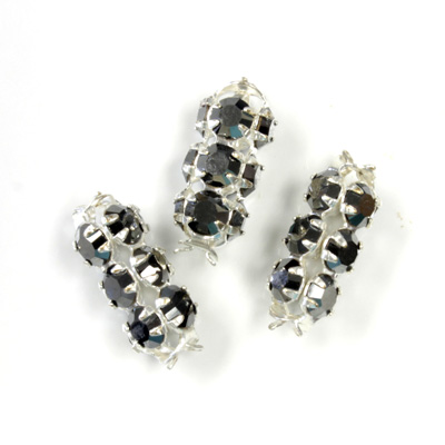 Preciosa Rhinestone Rondelle Crystal Tubes 16x7MM HEMATITE/SILVER