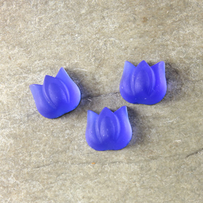 Glass Cabochon - Tulip 09x8MM MATTE SAPPHIRE Foiled