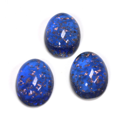 Glass Medium Dome Lampwork Cabochon - Oval 18x13MM GOLD FLECK SAPPHIRE (05054)