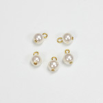 Plastic Bead with Brass Loop - Pearl Round 6MM WHITE