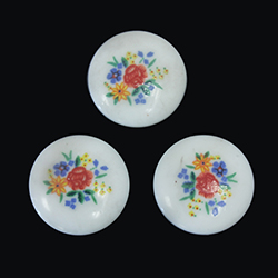 Japanese Glass Porcelain Decal Painting - Flowers Round 18MM MULTI (Style B) ON CHALKWHITE