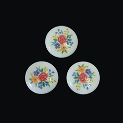 Japanese Glass Porcelain Decal Painting - Flowers Round 15MM MULTI (Style B) ON CHALKWHITE