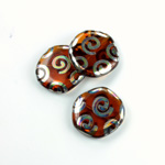 Czech Pressed Glass Bead - Smooth Flat Coin 19MM PEACOCK MADEIRA TOPAZ