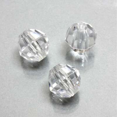 Plastic Bead - Transparent Faceted Round 12MM CRYSTAL