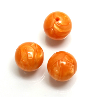 Plastic Moonlite Bead - Smooth Round 14MM MOONLITE ORANGE