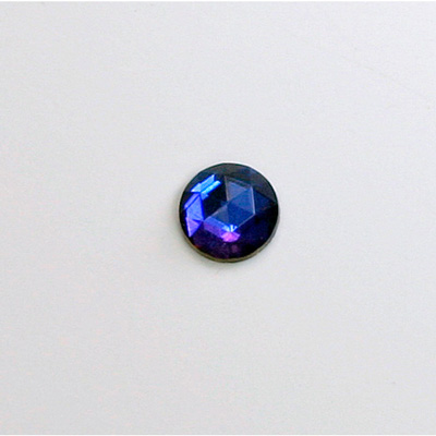 Glass Flat Back Foiled Rauten Rose - Round 09MM BERMUDA BLUE Coated