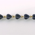 Linked Bead Chain Rosary Style with Glass Pressed Bead - Heart 8MM MATTE BLUE