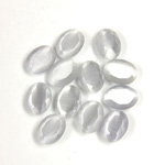 Fiber-Optic Flat Back Stone with Faceted Top and Table - Oval 08x6MM CAT'S EYE LT GREY