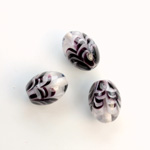 Glass Lampwork Bead - Oval Smooth 14x10MM PATTERN BLACK CRYSTAL