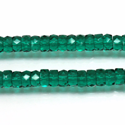 Czech Glass Fire Polished Bead - Rondelle 06x3MM EMERALD