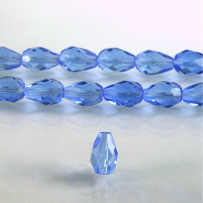 Czech Glass Fire Polish Bead - Pear 10x7MM LT SAPPHIRE