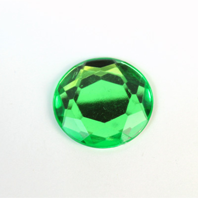 Plastic Flat Back Foiled Rose Cut Rhinestone - Round 25MM PERIDOT