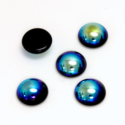 Glass Medium Dome Cabochon - Round 11MM JET AB